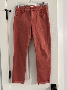 Pistola Straight Leg Jeans with Raw Folded Hem - Rust - 28